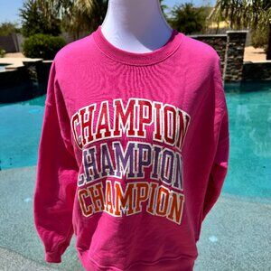 Women's Pink Champion Logo Sweatshirt - Crewneck